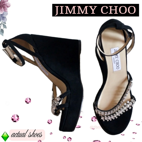BNIOB NEW NEW NEW CHOO CHOO CHOO Jimmy Choo Platform Rhinestone Wedges Crystal - Picture 1 of 16
